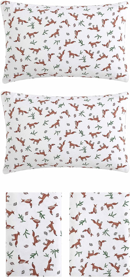 Eddie Bauer- Twin Sheet Set, Cotton Flannel Bedding Set, Brushed for Extra Softness, Cozy Home Décor (Fox Trail Orange, Twin)