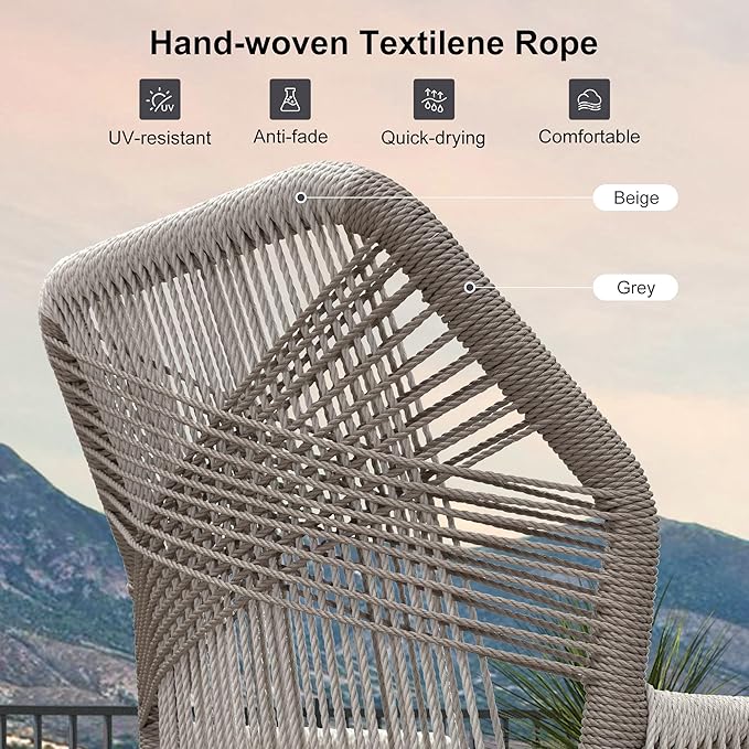 PURPLE LEAF 4 Pieces Bar Stools Patio Modern Rattan Barstools Aluminum Woven Tall Bar Chairs with Cushions for Outdoor Kitchen Island Garden