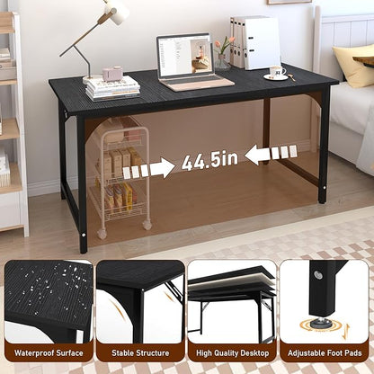 StarGraph Home Office Desks 55 Inch Large Office Desk with Sturdy Metal Frame Modern Computer Desk Gaming Study Writing Work from Home Desks, Black