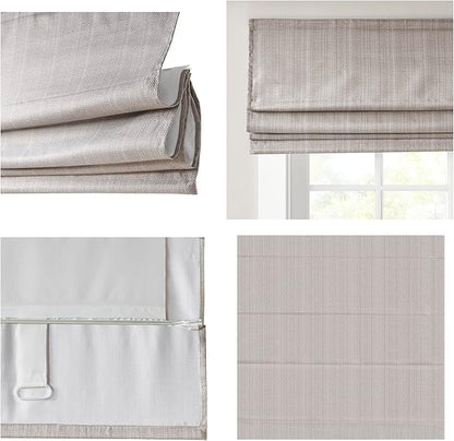 Madison Park Galen Cordless Roman Shade, 27"W x 64"H, Sheen Taupe – Room Darkening, Thermal Insulated, Energy Efficient Window Blind with Subtle Sheen Basketweave Fabric for Privacy