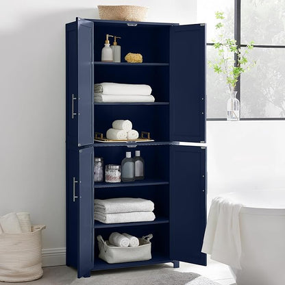 Crosley Furniture Savannah Tall Pantry Storage Cabinet with Shelves, Kitchen, Dining, or Laundry Room, Navy
