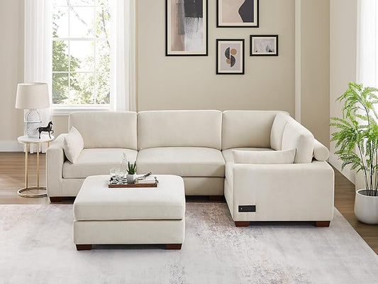 VANOMi Large Modular Sectional Sofa, Oversized Couch with Charging Station, Cloud Couch Deep Seat Sofa with Thick Cushion, Convertible Sectional Couches for Living Room Office Apartment