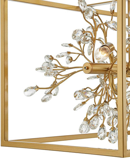Possini Euro Design Carrine Gold Linear Island Pendant Chandelier 38 1/2" Wide Modern Clear Crystal Accents 8-Light Fixture for Dining Room House Foyer Kitchen Entryway Bedroom Living High Ceilings