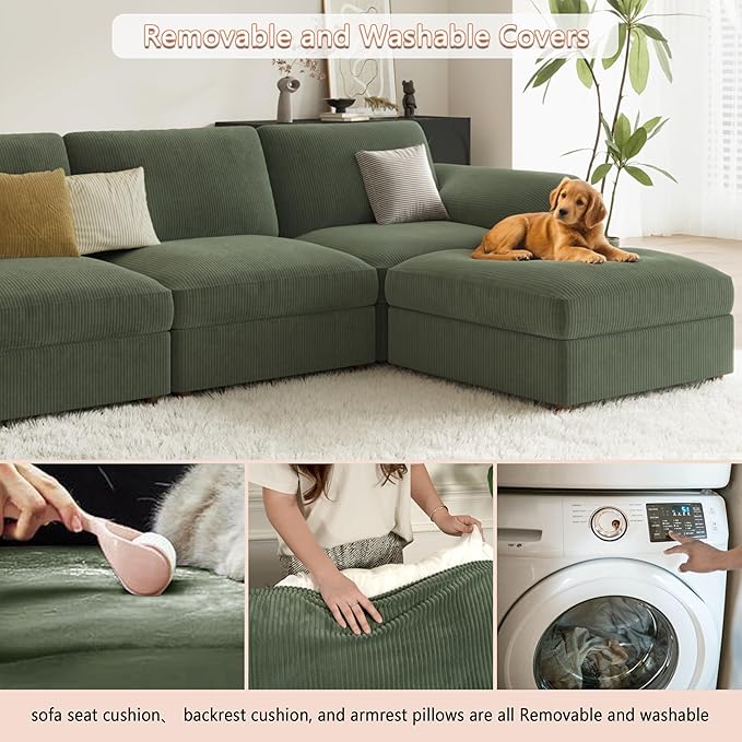 EASE MOOSE Oversized Sectional Modular Sofa,Large U Shape Sectional Couch Wide Deep Seat Modular Cloud Couch,Removable Cover