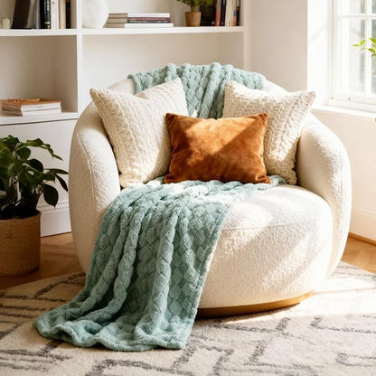 Bedsure GentleSoft Sage Green Throw Blanket for Couch - Checkered Fleece Blankets Christmas Gifts for Women Men Girls, Cute Soft Cozy Throw for Bedroom Home Decor Gifts, 50x60 Inches