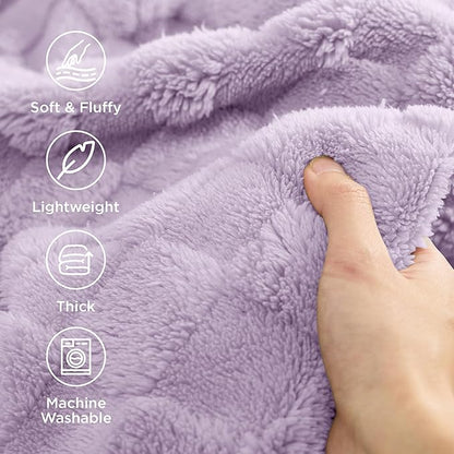 Bedsure GentleSoft Blankets Queen Size for Bed - Super Soft Cozy Blanket for Women Men Girls, Large Fuzzy Fleece Throw for Bedroom Decor, Lavender Fog, 90x90 Inches