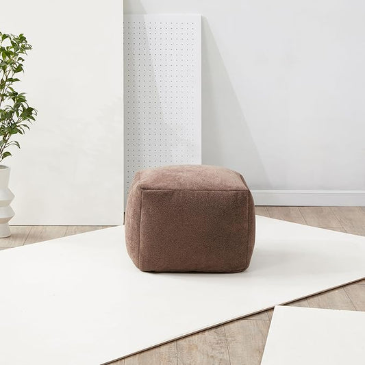 SAFAVIEH Couture Collection Samuels Dark Brown Boucle Pouf Ottoman Foot Rest (Fully Assembled)