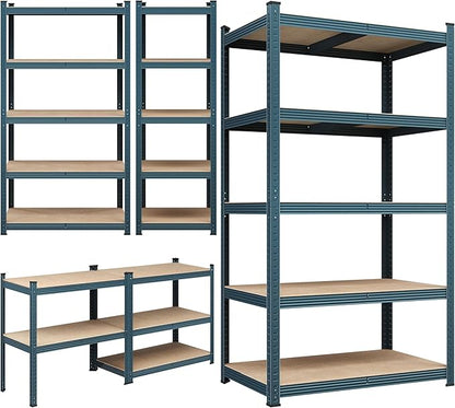 Yaheetech Storage Shelves 5 Tier Garage Shelving Adjustable Utility Rack Industrial Shelves for Warehouse Pantry, 35.5" L × 16″W × 71″H - Neptune Blue