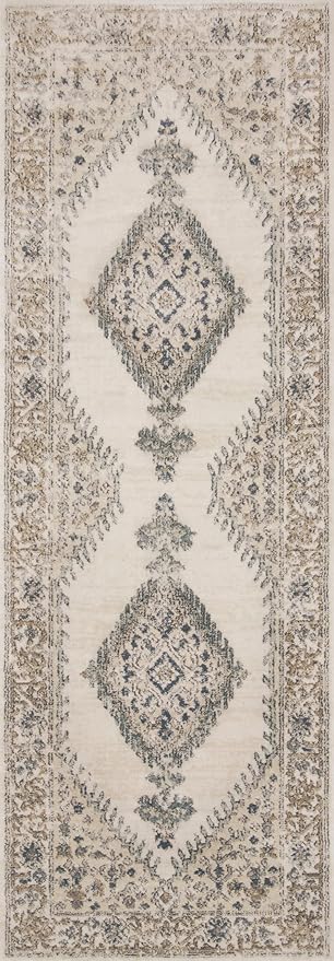 Loloi Teagan Collection TEA-02 Oatmeal/Ivory 2'-8" x 10'-6" Runner Rug, Large, Soft Neutral Rug, High-Traffic for Living Room, Bedroom, Home Office, Dining Area