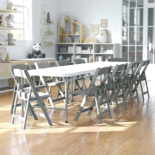 Flash Furniture Hercules Set of 2 Kids Gray Resin Folding Chairs with Gray Vinyl Padded Seats