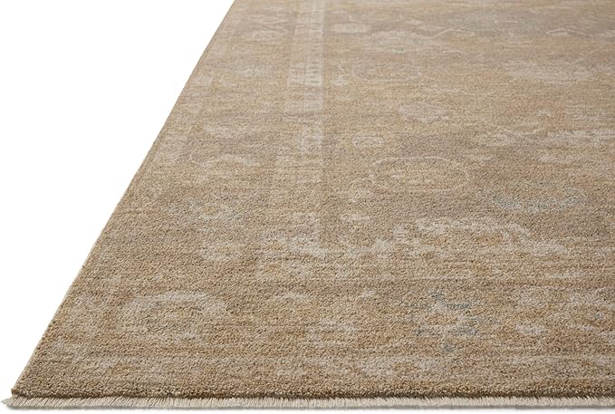 Loloi Chris Loves Julia Louisa Collection LOI-04 Taupe/Gold 5'-3" x 5'-3", .38" Pile Height, Round Area Rug