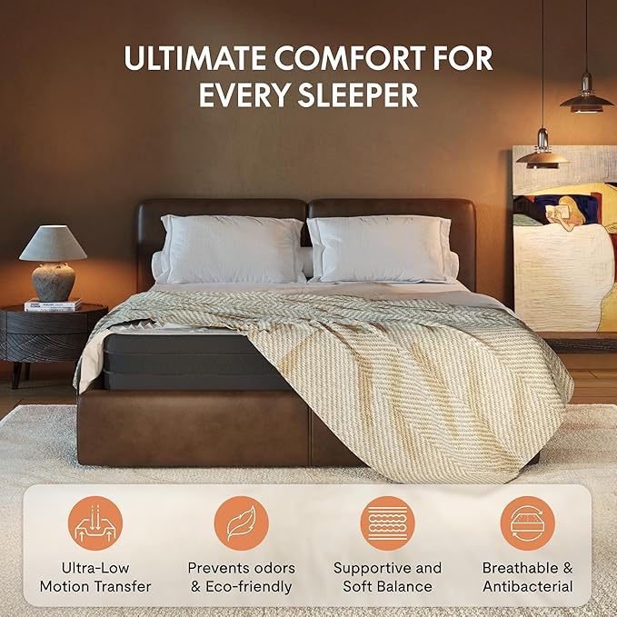 FLEXISPOT S2E-PRO Adjustable Bed Frame Base Queen with 10-Inch Cooling Gel Memory Foam Mattress, Head and Foot Incline, Zero Gravity, One-Touch Flat, 2 Memory Settings, Wireless Remote, Flashlight