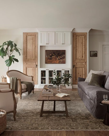 Loloi Magnolia Home by Joanna Gaines Junie Collection JUE-06 Lagoon/Natural 5'-3" x 5'-3", .38" Pile Height, Round Area Rug