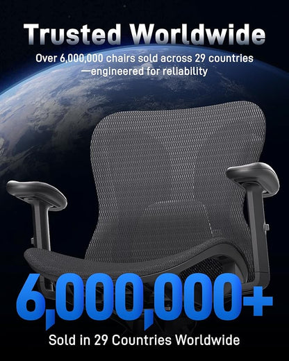 Ergonomic Office Desk Chair, Comfortable Computer Gaming Chair, Breathable Mesh Back & Seat, Adjustable Armrest, Lumbar Support, Butterfly Design for Home Office (Black)