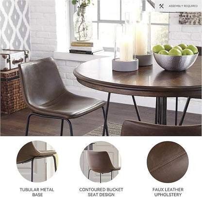 Signature Design by Ashley Centiar Urban Industrial 28.75" Pub Height Bucket Seat Barstool, 2 Count, Brown
