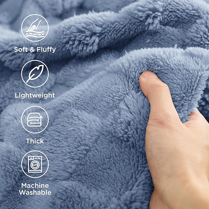 Bedsure GentleSoft Ashley Blue Twin XL Blanket for Bed - Super Soft Cozy Fleece Blankets for Women, Cute Throws for Girls, Dorm Room Essentials for Girls Teens Back to School, 66x90 Inches