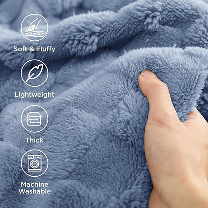Bedsure GentleSoft Ashley Blue Throw Blanket for Couch - Super Soft Cozy Blankets Gifts for Women Men Girls, Cute Small Fleece Throws for Bedroom Home Decor, 50x70 Inches