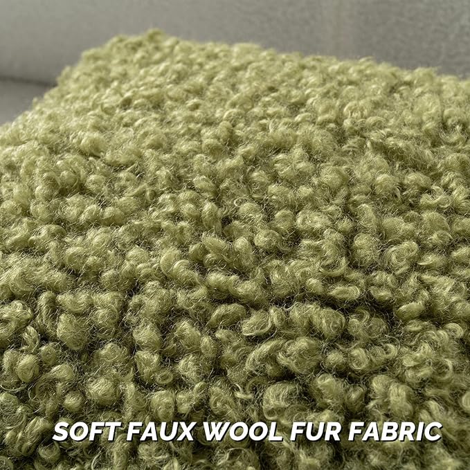 FUTEI Olive Green Decorative Throw Pillow Covers 20x20 Inch Set of 2,Soft Fluffy Faux Wool Fur Boucle Textured Cushion Case,Modern Home Decor for Couch Bed Living Room Office