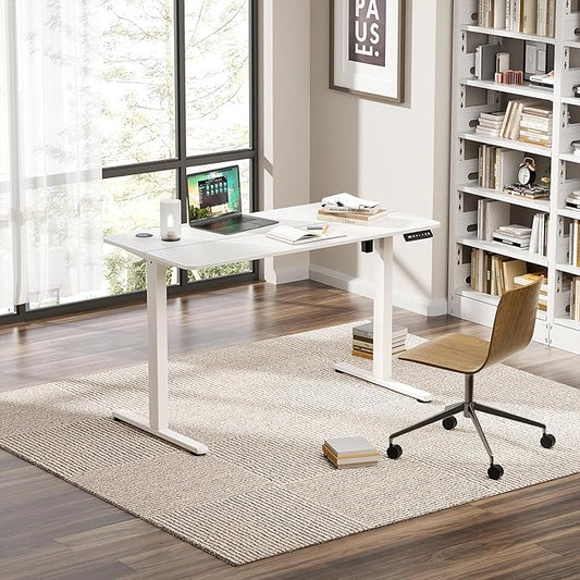 Electric Standing Desk 63 x 24 Inches, Height Adjustable Sit Stand Home Office Computer Desk with Memory Presets,White
