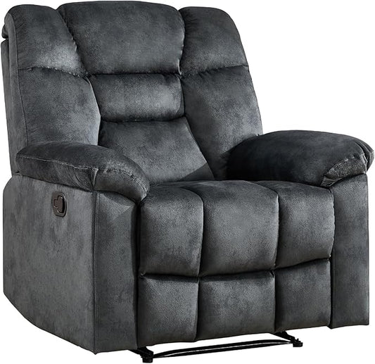 EBELLO Manual Recliner Chair for Adults with Soft Padded Headrest and Backrest, Overstuffed Single Recliner Sofa Chair for Living Room, Grey