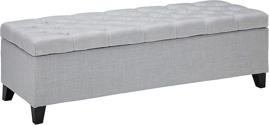 Christopher Knight Home Ottilie Fabric Storage Ottoman, Light Grey 17.50”D x 51.25”W x 17.43”H
