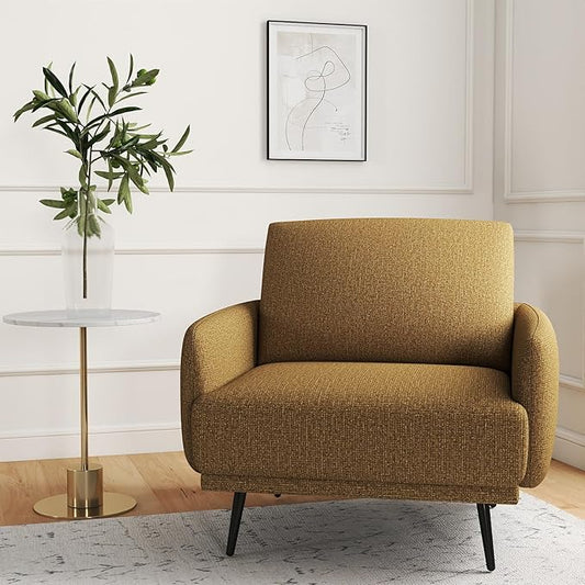 Oversized Accent Chair for Living Room Chairs Reading Arm Chair Comfy Modern Single Sofa Side Chairs with Metal Legs & Soft Cushion for Bedroom, Waiting Room (Chenille Pumpin, Set of 1)