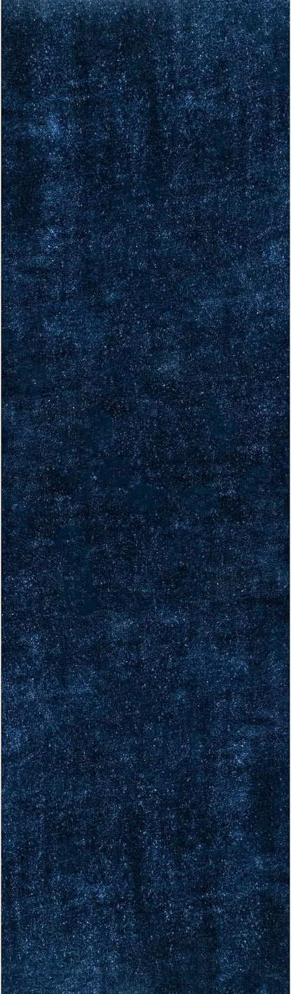 nuLOOM 2' x 6' Cozy Plush Area Rug, Machine Washable, Non-Slip, Soft Fluffy Shag Carpet for Living Room Bedroom Kids Room Nursery Home Decor, Loni Navy