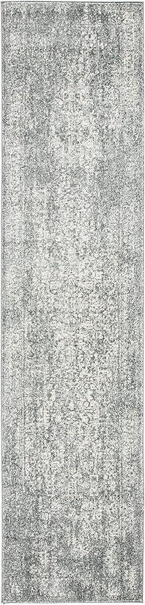 SAFAVIEH Evoke Collection 2'2" x 11' Silver / Ivory EVK256S Oriental Distressed Non-Shedding Living Room Bedroom Runner Rug