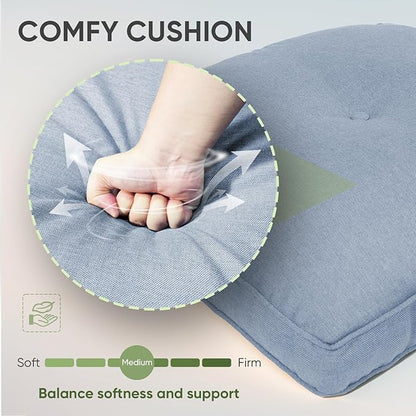 Outdoor Chair Cushion Set of 3, Waterproof Outdoor Seat Cushions 25x22 , Patio Chair Cushions for Outdoor Furniture, Couch Cushion Replacement, Include 3 Back & 3 Seat Cushions, Button/BabyBlue