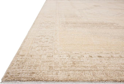 Loloi Chris Loves Julia Palma Collection PLM-07 Wheat/Taupe 11'-6" x 15'-7" Fringe Area Rug Vintage Style Boho Living Room Bedroom Carpet