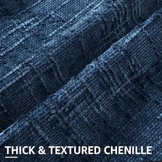 decorUhome Navy Blue Chenille Throw Pillow Covers 26x26 Set of 2 Thick Textured Slubby Couch Pillow Covers Farmhouse Accent Modern Neutral Decorative Pillow Cases for Bed Sofa Living Room