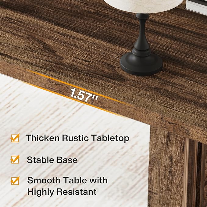Tribesigns 63-inch Executive Desk, Vintage Office Computer Desk with Large Tabletop, Farmhouse Wood Writing Conference Table Workstation for Home Office, Study, Dark Brown
