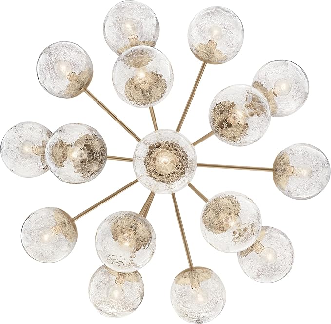 KICHLER Silvarious 16-Light Convertible Chandelier, Soft Modern Light with Clear Crackled Glass in Champagne Bronze, for Dining Room, Living Room or Foyer (26" x 38"), 52702CPZ