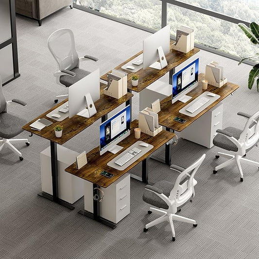 55 x 24 Inch Electric Standing Desk Adjustable Height, Sit Stand Desk, Stand up Desk for Home Office, Computer Workstation (Spliced Desktop,Rustic Brown)