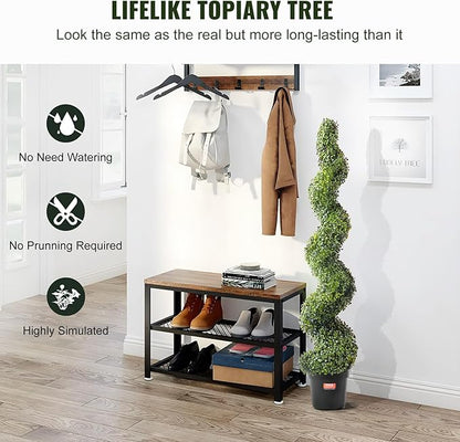VEVOR Artificial Boxwood Topiary Tree, 60 inch Tall (2 Pieces), Spiral Faux Topiary Trees, Faux Plant w/Extra Leaves & Pot & Small Decoration, UV Rated Greenery Set for Home Decor Indoor/Outdoor