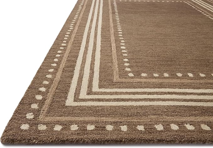 Loloi Chris Loves Julia Alfie Collection ALF-02 Bark/Natural 7'-9" x 9'-9" Area Rug Wool Neutral Living Bedroom Dining Carpet
