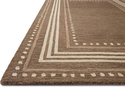 Loloi Chris Loves Julia Alfie Collection ALF-02 Bark/Natural 7'-9" x 9'-9" Area Rug Wool Neutral Living Bedroom Dining Carpet
