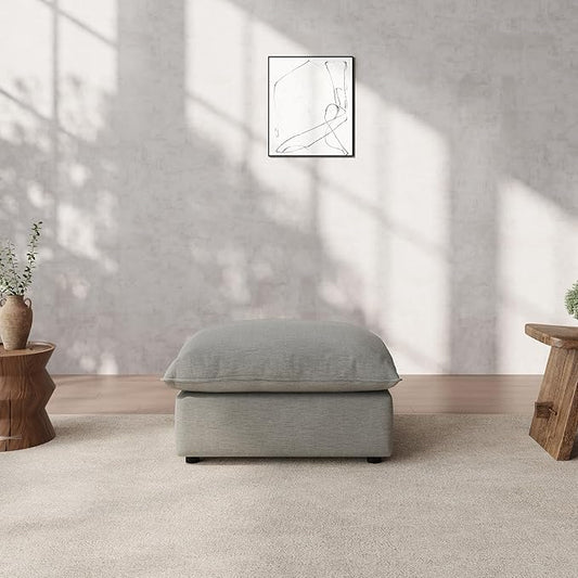 Ottoman,Down Fill Comfort Footrest,Down Filled Spill & Stain-Resistant Cloud Couch,L Shape U Shape Cloud Modular Sectional Sofa for Living Room,Apartment,Office,Light Grey
