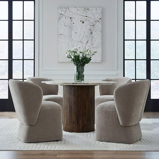 Liberty Furniture Accent Dining Chair with Castors - Rounded Arm - Truffle Upholstry