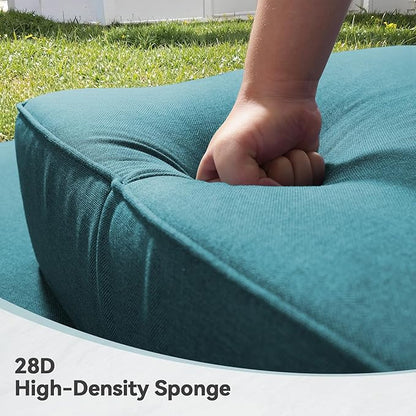 Luxury 6" Outdoor Cushions for Patio Furniture, 24x24x6" Thick Seat Cushion Set of 9, Fade Resistant Couch Chair Replacement Cushions High Density Deep Wicker Chair Cushion w/ Removable Cover, Green