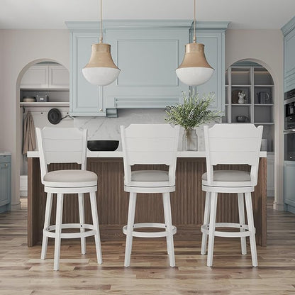 Hillsdale Clarion Wood Swivel Bar Height Stool, Sea White