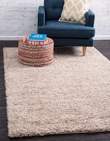Unique Loom Solid Shag Collection Area Rug (7' 10" x 10' Rectangle, Taupe)