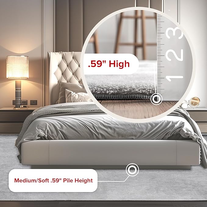 nuLOOM 6' x 9' Cozy Plush SuperiorWash Area Rug, Machine Washable, Non-Slip, Soft Fluffy Shag Carpet for Living Room Bedroom Kids Room Nursery Home Decor, Loni Light Grey