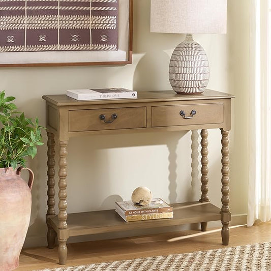 SAFAVIEH Home Collection - Athena Desert Brown Console Table with 2 Drawers and 1 Shelf, Farmhouse Accent Entryway Table (CNS5702F)