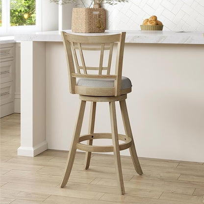 Hillsdale Fairfox Swivel Stool with Rectangular Lattice Back, Natural