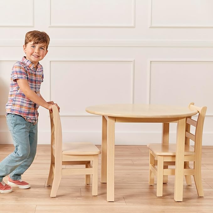 ECR4Kids 30in D Round Hardwood Table with 22in Legs, Kids Furniture, Antique White