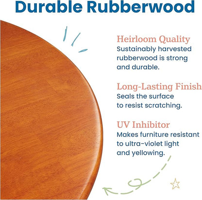 ECR4Kids 30in D Round Hardwood Table with 22in Legs, Kids Furniture, Dark Walnut