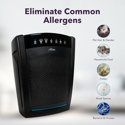 Hunter HP850 Air Purifiers for Home Large Room and Bedroom. True HEPA Air Purifier for Pets, Odors, Allergens, Smoke, Dust. 4 Fan Speeds, Quiet Sleep Mode, UV Mode. Filters 2585 Ft² per hour. Black