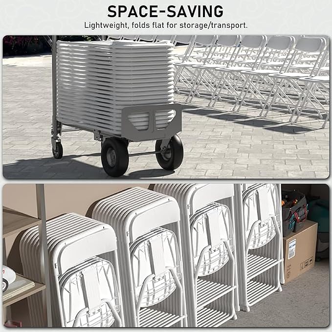 SEALAMB Plastic Folding Chairs 10 Pack, White Commercial Portable Indoor/Outdoor Chairs for Home Office, Wedding, Events Parties with Steel Frame, 350lbs Capacity (White-Plastic, 10 Pack)