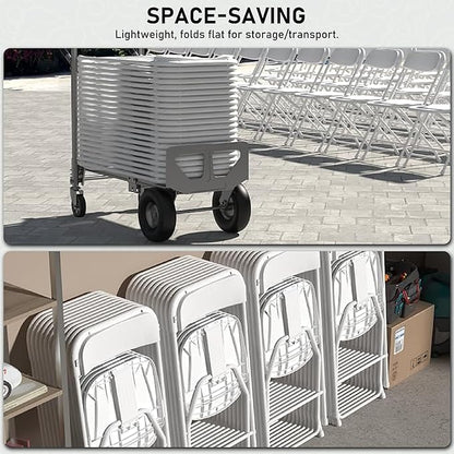 SEALAMB Plastic Folding Chairs 30 Pack, White Commercial Portable Indoor/Outdoor Chairs for Home Office, Wedding, Events Parties with Steel Frame, 350lbs Capacity (White-Plastic, 30 Pack)